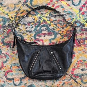 By Far Black Pebbled Leather Shoulder Bag